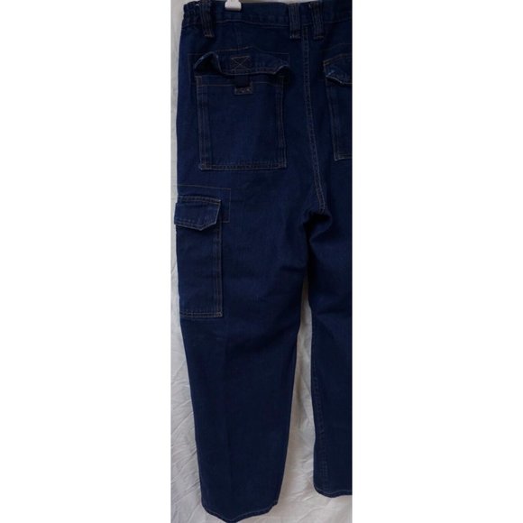 Boulder Creek Trading Company 34-38 Dark Wash High Rise Cargo Jeans 30" Inseam - Picture 9 of 15